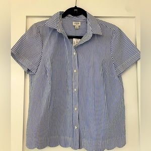 J Crew - blue & white short sleeved shirt
